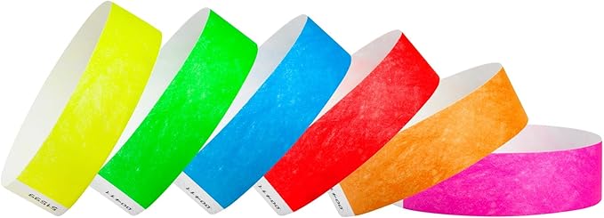 Pulseras de Tyvek color azul neón para eventos, cómodas pulseras de papel resistentes a desgarros para identificación en conciertos, festivales, admisión y fiestas, 1,200 unidades